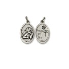 MD1180310P2 - Medalha Anjinho Pensador Italiana Oval Prateada c/ 2un. - 2,5x1,6cm