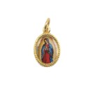 MD102012P20- Medalha de Alumínio Oval Dourada c/ 20un. N. Sra. De Guadalupe - 1,5x1cm
