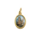 MD102065P20 - Medalha de Alumínio Oval Dourada c/ 20un. N. Sra. De Achiropita - 1,5x1cm