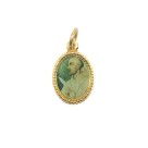 MD102268P20 - Medalha de Alumínio Oval Pequena Dourada c/ 20un. São Bernardo - 1,5x1cm