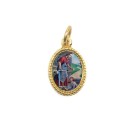 MD102270P20 - Medalha de Alumínio Oval Pequena Dourada c/ 20un. São José Operário - 1,5x1cm