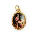 MD103285P10 - Medalha de Alumínio Oval Dourada c/ 10un. São Jerônimo - 2x1,3cm