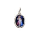 MD102500P20 - Medalha de Alumínio Oval Prata c/ 20un. Jesus Misericordioso - 1,5x1cm