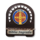 PB811510 - Porta Bíblia Medalha de São Bento MDF Resinado - 26x21,5cm