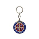 CH731080 - Chaveiro Medalha de São Bento Italiano Prateado  - 10,5x5cm