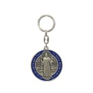 CH731080 - Chaveiro Medalha de São Bento Italiano Prateado  - 10,5x5cm