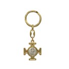 CH731155 - Chaveiro Cruz Medalha de São Bento Italiano Dourado  - 10x4cm