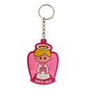 CH50802P10 - Chaveiro Santo Anjo Rosa Emborrachado c/ 10un. - 11x4cm