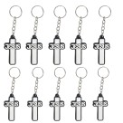 CH50866P10 - Chaveiro Crucifixo Emborrachado c/ 10un. - 10,5x3,5cm
