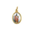MD102245P20 - Medalha de Alumínio Oval Pequena Dourada c/ 20un.  São Joaquim  - 1,5x1cm