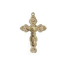 CZ861777 - Crucifixo Metal Dourado Resinado Branco - 7,3x4,8cm