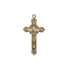 CZ861780 - Crucifixo Metal Dourado Resinado Branco - 7,6x4,1cm