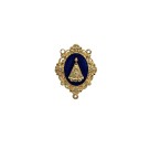 ET1470031 - Entremeio N. Sra. Aparecida Metal Dourado Resinado Azul c/ Strass - 4,3x3,3cm
