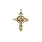 CZ1470002 - Cruz Metal Dourada c/ Strass - 5,9x4,3cm
