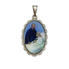 MD128426 - Medalha São Camilo de Lellis Rendada Níquel - 5x2,5cm