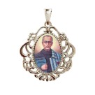 MD129485 - Medalha São Maximiliano Maria Kolbe Camafeu Níquel - 5,5x4,2cm
