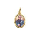 MD102262P20 - Medalha de Alumínio Oval Pequena Dourada c/ 20un. São Maximiliano Maria Kolbe - 1,5x1cm