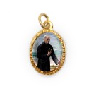 MD103213P10 - Medalha de Alumínio Oval Dourada c/ 10un. Padre José de Anchieta - 2X1,3cm