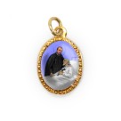 MD103233P10 - Medalha de Alumínio Oval Dourada c/ 10un. São Camilo de Lellis - 2X1,3cm