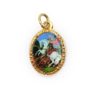 MD103252P10 - Medalha de Alumínio Oval Dourada c/ 10un. São Jorge - 2X1,3cm