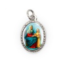 MD103618P10 - Medalha de Alumínio Oval Prata c/ 10un. Santa Ana - 2X1,3cm