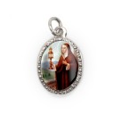 MD103621P10 - Medalha de Alumínio Oval Prata c/ 10un. Santa Clara - 2X1,3cm