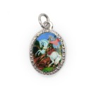MD103823P10 - Medalha de Alumínio Oval Prata c/ 10un. São Jorge - 2X1,3cm