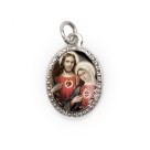 MD103912P10 - Medalha de Alumínio Oval Prata c/ 10un. Sagrado Coração de Jesus e Maria - 2X1,3cm