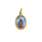 MD102004P20 - Medalha de Alumínio Oval Dourada c/ 20un. N. Sra. Aparecida - 1,5x1cm