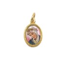 MD102007P20 - Medalha de Alumínio Oval Dourada c/ 20un. N. Sra. Da Salette - 1,5x1cm