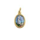 MD102010P20 - Medalha de Alumínio Oval Dourada c/ 20un. N. Sra. De Fátima - 1,5x1cm