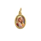 MD102015P20 - Medalha de Alumínio Oval Dourada c/ 20un. N. Sra. Rosa Mística - 1,5x1cm