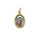 MD102020P20 - Medalha de Alumínio Oval Dourada c/ 20un. N. Sra. Rainha da Paz - 1,5x1cm