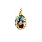 MD102029P20 - Medalha de Alumínio Oval Dourada c/ 20un. Santa Terezinha das Rosas - 1,5x1cm