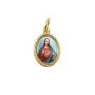MD102206P20 - Medalha de Alumínio Oval Dourada c/ 20un. Sagrado Coração de Jesus - 1,5x1cm