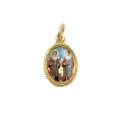 MD102213P20 - Medalha de Alumínio Oval Dourada c/ 20un. São Cosme e Damião - 1,5x1cm