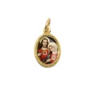 MD102309P20 - Medalha de Alumínio Oval Dourada c/ 20un. Sagrado Coração de Jesus e Maria - 1,5x1cm
