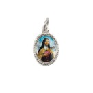 MD102421P20 - Medalha de Alumínio Oval Prata c/ 20un. Santa Terezinha das Rosas - 1,5x1cm
