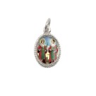MD102508P20- Medalha de Alumínio Oval Prata c/ 20un. São Cosme e Damião - 1,5x1cm