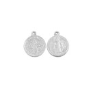 MD101400P10 - Medalha de Alumínio c/ 10un. São Bento Prateado - 1,4x1,6cm