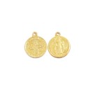 MD101401P10 - Medalha de Alumínio c/ 10un. São Bento Dourado - 1,4x1,6cm