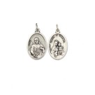 MD1180302P2 - Medalha N. Sra. Do Carmo e Sagrado Coração de Jesus Italiana Oval Dupla Prateada c/ 2un. - 2,5x1,7cm