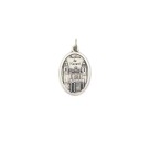 MD1180006P2 - Medalha N. Sra. De Nazaré e Basílica de Nazaré Italiana Oval Dupla Prateada c/ 2un. - 2,5x1,7cm