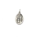MD1180305P2 - Medalha N. Sra. De Lourdes e Santa Bernadette Italiana Oval Dupla Prateada c/ 2un. - 2,5x1,7cm