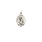 MD1180305P2 - Medalha N. Sra. De Lourdes e Santa Bernadette Italiana Oval Dupla Prateada c/ 2un. - 2,5x1,7cm
