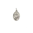 MD1180202P2 - Medalha Sagrado Coração de Jesus Italiana Oval Prateada c/ 2un. - 2,5x1,7cm