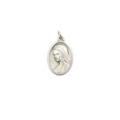 MD1180009P2 - Medalha N. Sra. Rainha da Paz Italiana Oval Prateada c/ 2un. - 2,5x1,7cm