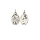 MD1180300P2 - Medalha Sagrada Família Italiana Oval Prateada c/ 2un. - 2,5x1,7cm