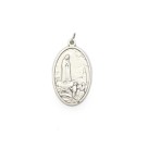MD1190075 - Medalha N. Sra. De Fátima Italiana Oval Prateada - 4,5x2,6cm