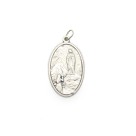 MD1190078 - Medalha N. Sra. De Lourdes Italiana Oval Prateada - 4,5x2,6cm
